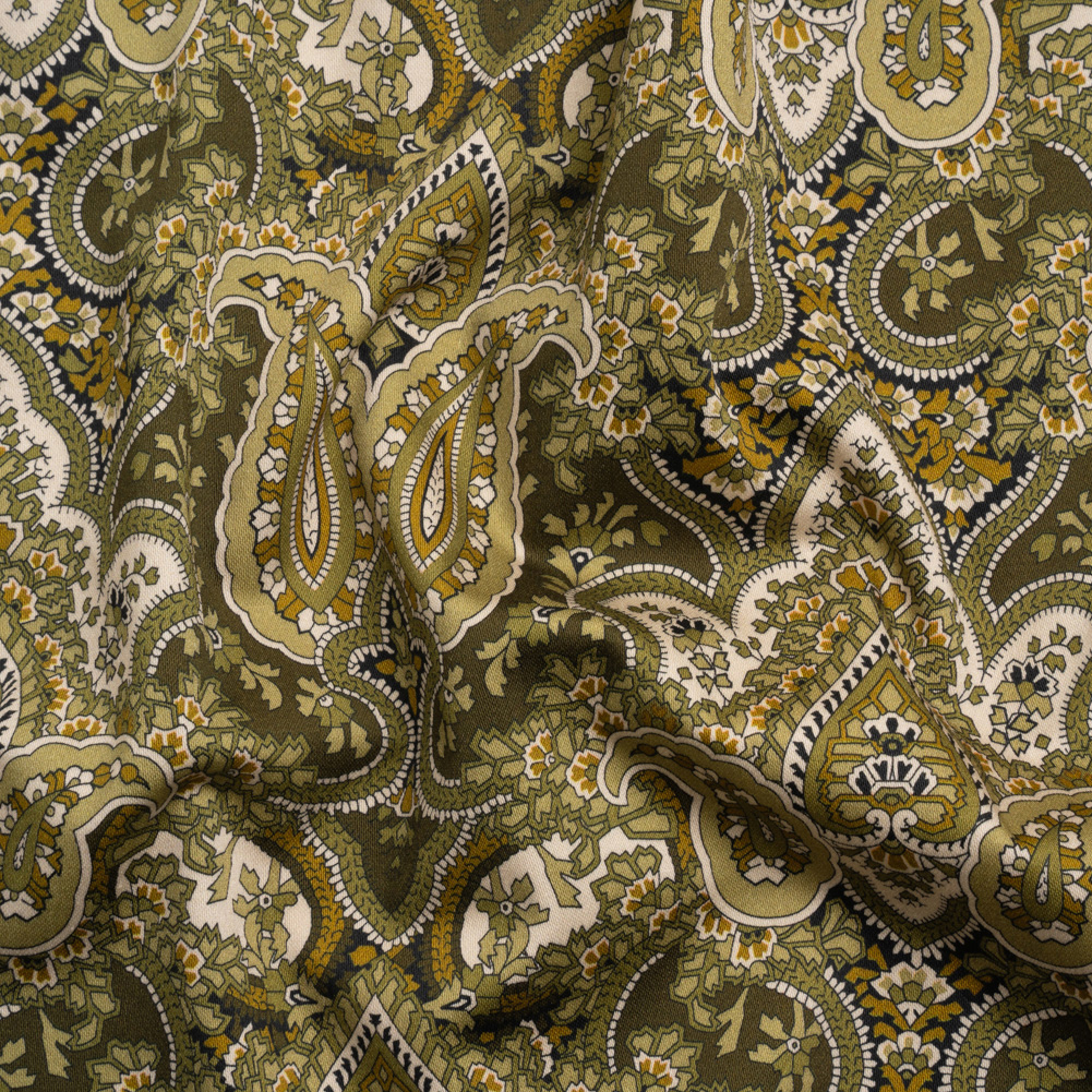 Mood Exclusive Olive Paisley Party Stretch Cotton Sateen Mood Exclusive Olive Paisley Party Stretch Cotton Sateen