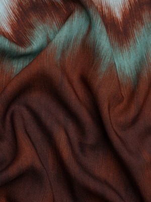 Tencel Woven Print – Red Brown and Aqua Ikat Zig Zags – Mood Exclusive Water and Wine Tencel Woven Print – Red Brown and Aqua Ikat Zig Zags – Mood Exclusive Water and Wine
