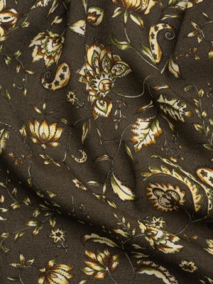 Gauzy Viscose Crepe Print – Charcoal, Green and Brown Jacobean Floral – Mood Exclusive Wooded Wonders Gauzy Viscose Crepe Print – Charcoal, Green and Brown Jacobean Floral – Mood Exclusive Wooded Wonders