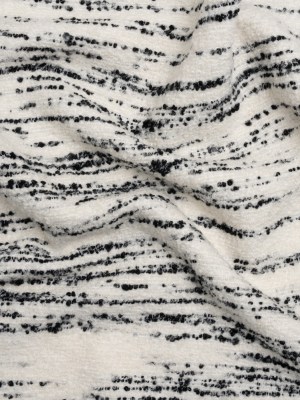 Ivory and Black Striated Wool and Polyester Boucle Ivory and Black Striated Wool and Polyester Boucle