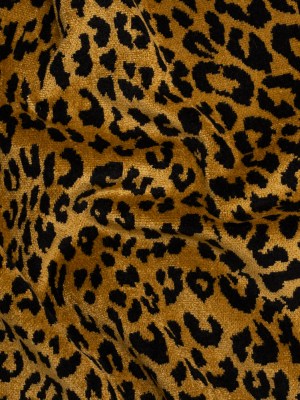 Gold and Black Leopard Spots Viscose and Polyester Upholstery Chenille Gold and Black Leopard Spots Viscose and Polyester Upholstery Chenille
