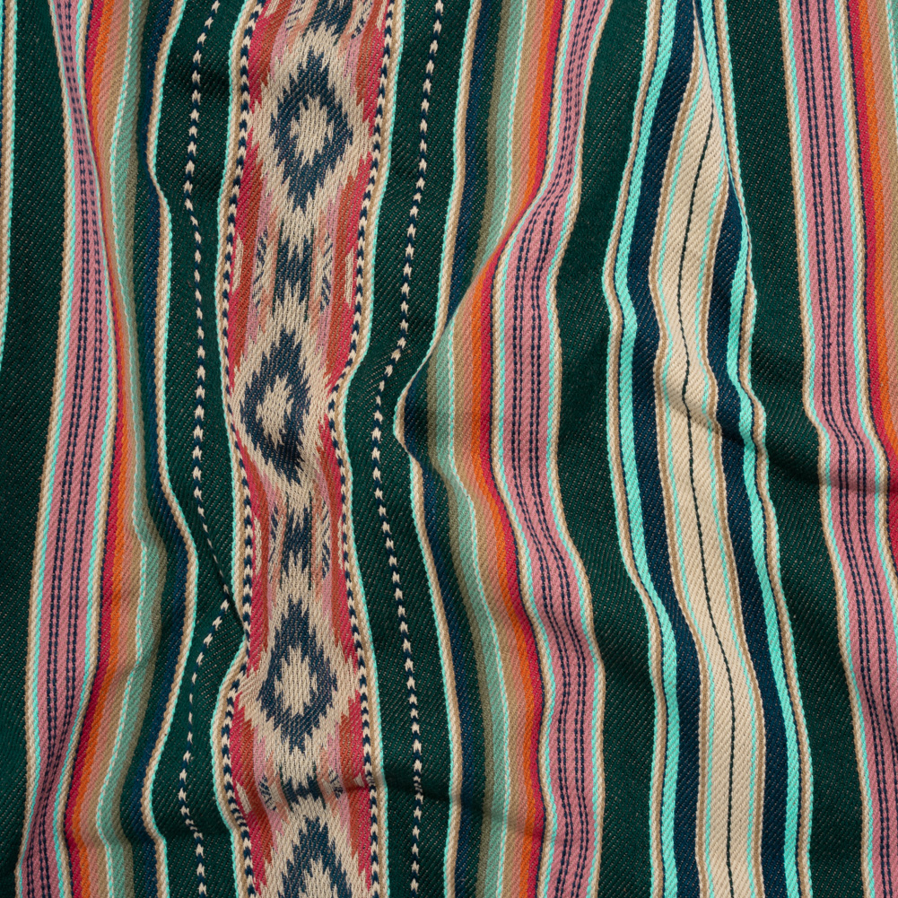 Arizona Teal Spiked Diamonds Southwestern Stripe Cotton Twill Arizona Teal Spiked Diamonds Southwestern Stripe Cotton Twill
