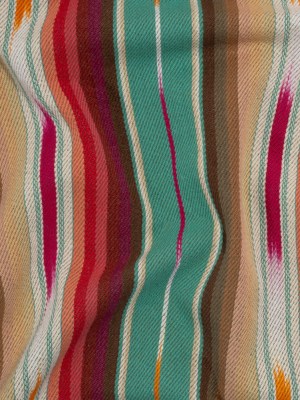 Arizona Turquoise, Brown and Pink Ikat Stripes Cotton Twill Arizona Turquoise, Brown and Pink Ikat Stripes Cotton Twill