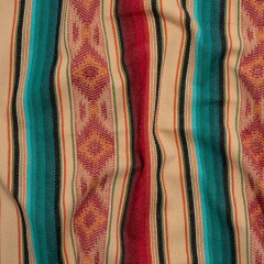 Arizona Red, Beige and Turquoise Diamond and Ombre Stripes Cotton Twill Arizona Red, Beige and Turquoise Diamond and Ombre Stripes Cotton Twill
