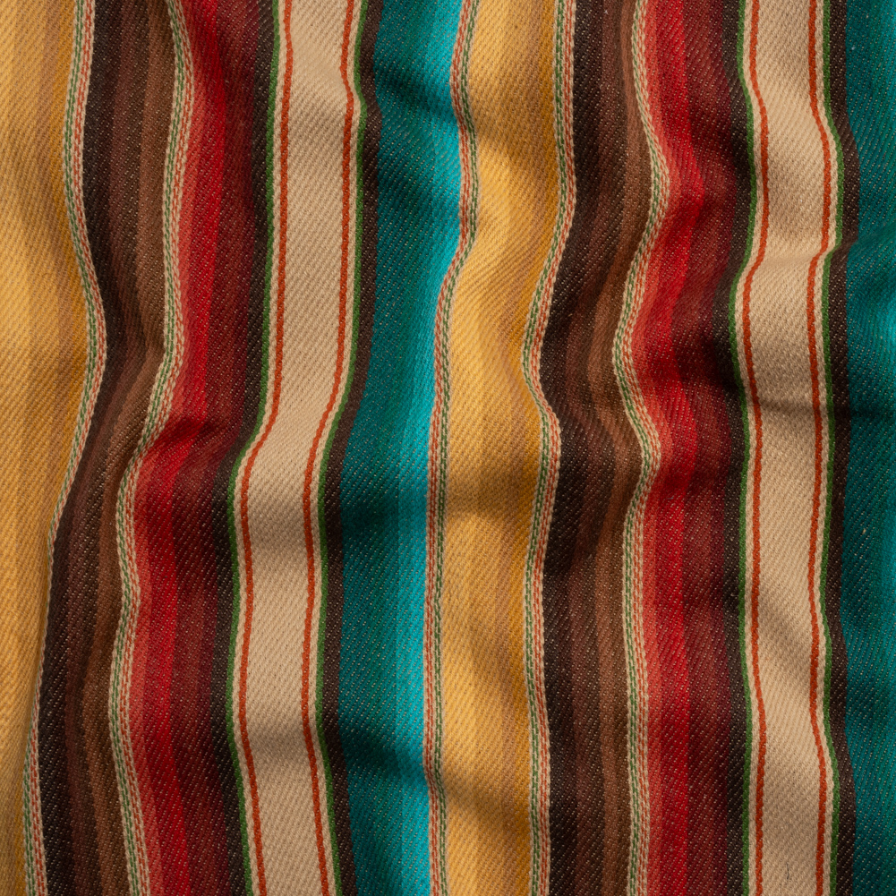 Arizona Red, Yellow Ochre and Turquoise Gradient Stripes Cotton Twill Arizona Red, Yellow Ochre and Turquoise Gradient Stripes Cotton Twill