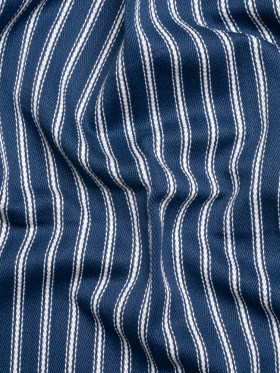 White on Navy Ticking Stripes Cotton Herringbone Twill White on Navy Ticking Stripes Cotton Herringbone Twill