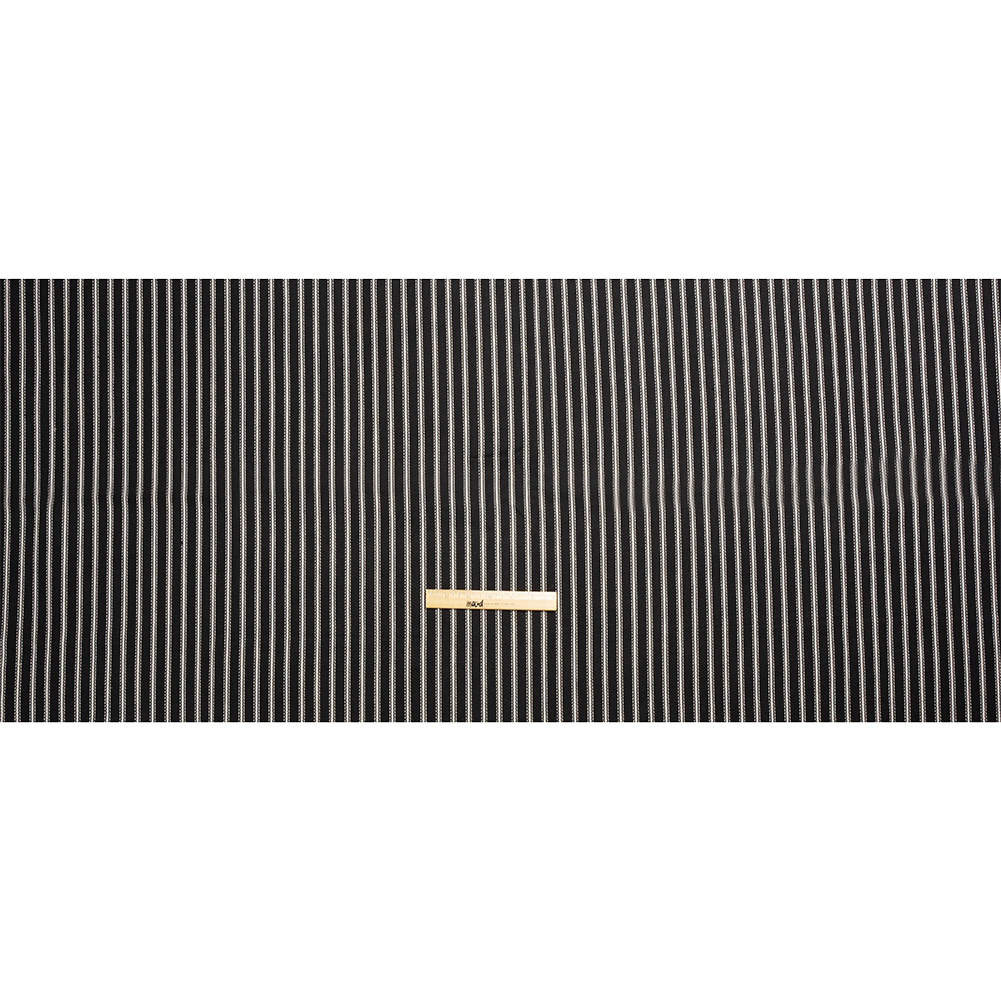 White on Black Ticking Stripes Cotton Herringbone Twill White on Black Ticking Stripes Cotton Herringbone Twill