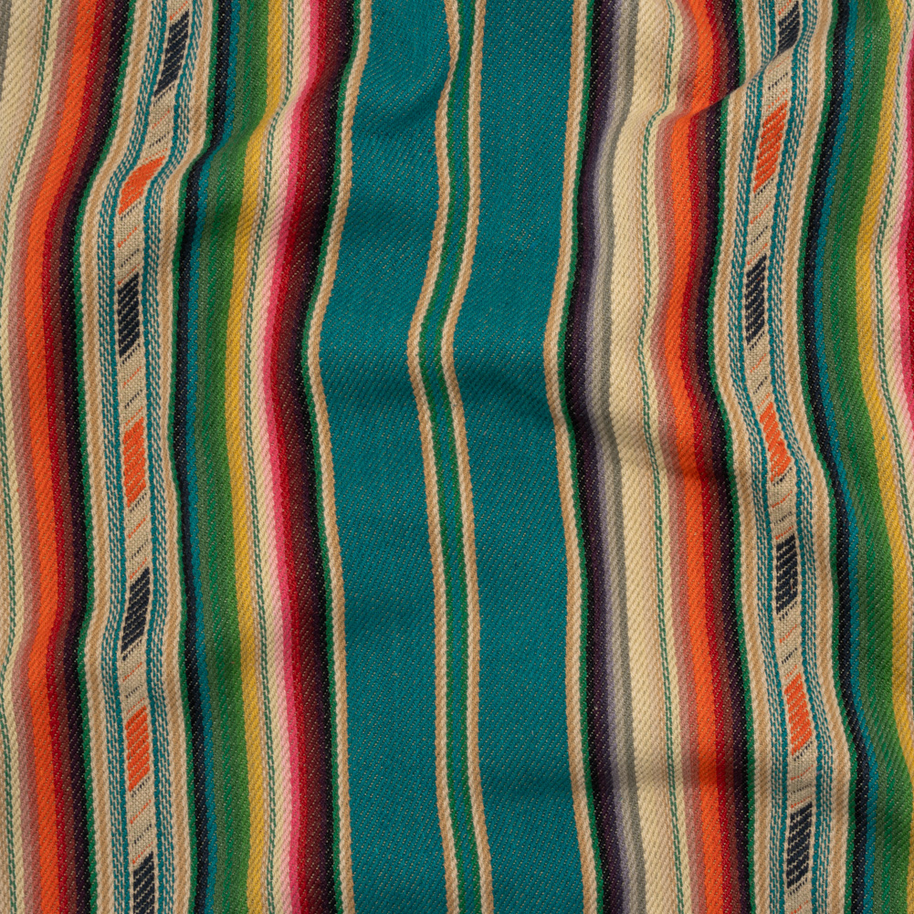 Arizona Teal, Orange and Pink Geometric Stripe Cotton Twill Arizona Teal, Orange and Pink Geometric Stripe Cotton Twill
