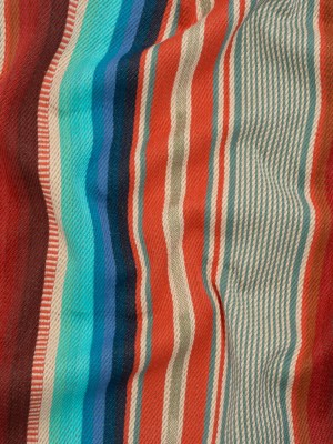Arizona Turquoise, Orange and Red Striped Cotton Twill Arizona Turquoise, Orange and Red Striped Cotton Twill