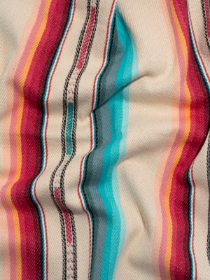Arizona Cream, Pink and Turquoise Striped Cotton Twill Arizona Cream, Pink and Turquoise Striped Cotton Twill