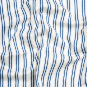 White, Summer Blue and Sky Blue Modern Ticking Stripes Cotton Twill White, Summer Blue and Sky Blue Modern Ticking Stripes Cotton Twill