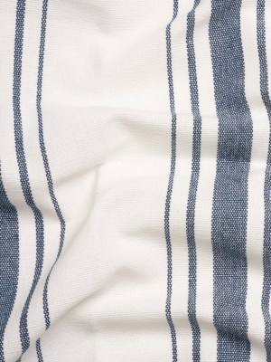 Navy on White Striped Basketweave Cotton Canvas Navy on White Striped Basketweave Cotton Canvas