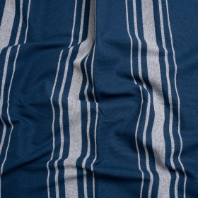 White on Navy Striped Basketweave Cotton Canvas White on Navy Striped Basketweave Cotton Canvas