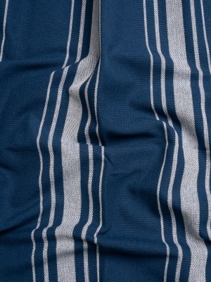 White on Navy Striped Basketweave Cotton Canvas White on Navy Striped Basketweave Cotton Canvas