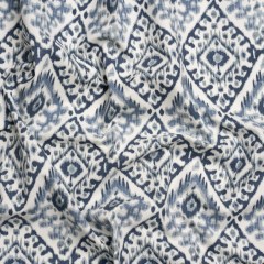 Muted Blue, Navy and White Decorative Ikat Diamonds Cotton Canvas Muted Blue, Navy and White Decorative Ikat Diamonds Cotton Canvas