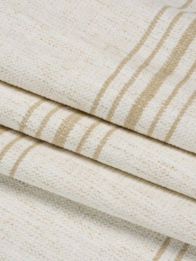 Crypton Sand on White Striped Stain Resistant Polyester and Linen Chenille Upholstery Woven Crypton Sand on White Striped Stain Resistant Polyester and Linen Chenille Upholstery Woven