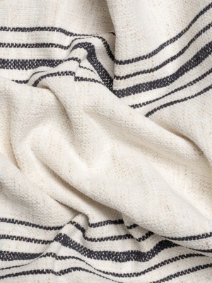 Crypton Charcoal on White Striped Stain Resistant Polyester and Linen Chenille Upholstery Woven Crypton Charcoal on White Striped Stain Resistant Polyester and Linen Chenille Upholstery Woven
