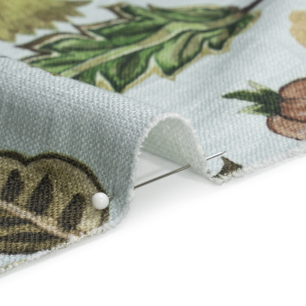 Mist, Pink and Green Blooming Trees Slubbed Cotton Woven Mist, Pink and Green Blooming Trees Slubbed Cotton Woven