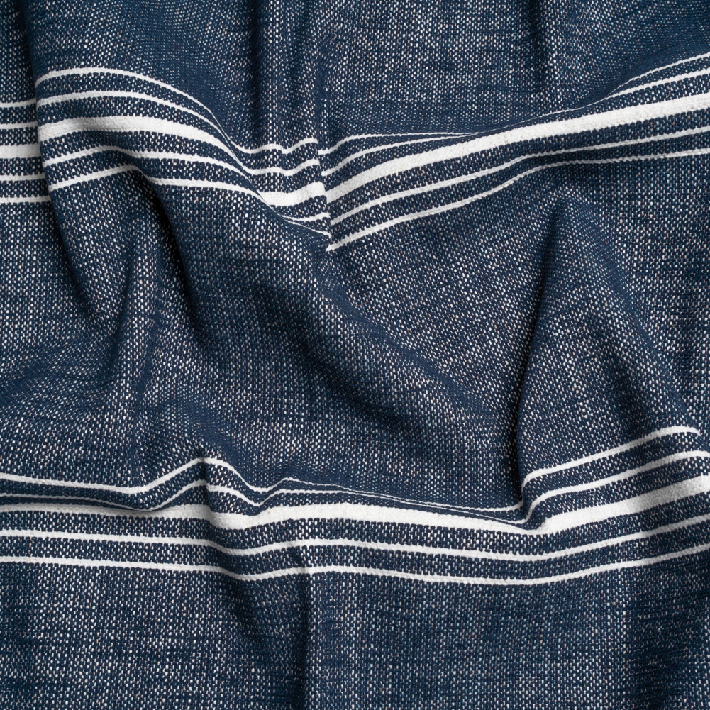 Crypton Indigo Striped Stain Resistant Polyester and Linen Chenille Upholstery Woven Crypton Indigo Striped Stain Resistant Polyester and Linen Chenille Upholstery Woven