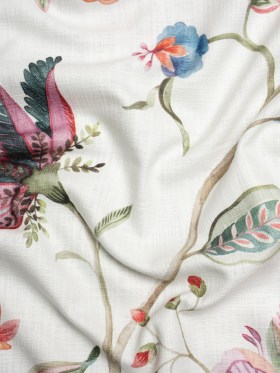 Berry, White and Teal Floral Slubbed Cotton Woven Berry, White and Teal Floral Slubbed Cotton Woven