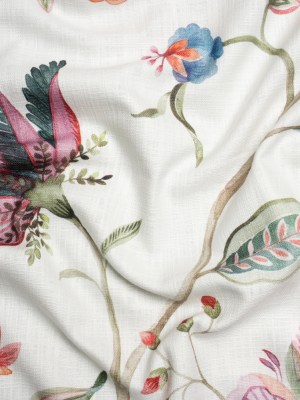 Berry, White and Teal Floral Slubbed Cotton Woven Berry, White and Teal Floral Slubbed Cotton Woven