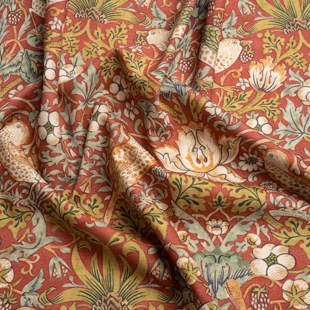 Red Strawberry Thief Printed Micro Chenille Red Strawberry Thief Printed Micro Chenille