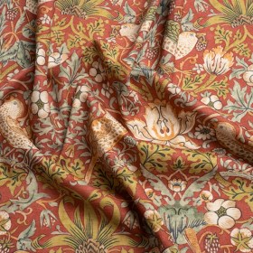 Red Strawberry Thief Printed Micro Chenille Red Strawberry Thief Printed Micro Chenille