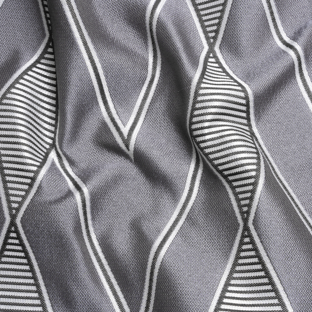 Silver, Charcoal and Gray Deco Diamonds Polyester Jacquard Silver, Charcoal and Gray Deco Diamonds Polyester Jacquard