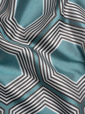 Teal, Charcoal and Gray Reverberating Hexagons Polyester Jacquard Teal, Charcoal and Gray Reverberating Hexagons Polyester Jacquard