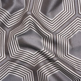 Silver, Charcoal and Gray Reverberating Hexagons Polyester Jacquard Silver, Charcoal and Gray Reverberating Hexagons Polyester Jacquard