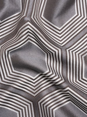 Silver, Charcoal and Gray Reverberating Hexagons Polyester Jacquard Silver, Charcoal and Gray Reverberating Hexagons Polyester Jacquard