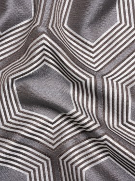 Silver, Charcoal and Gray Reverberating Hexagons Polyester Jacquard Silver, Charcoal and Gray Reverberating Hexagons Polyester Jacquard