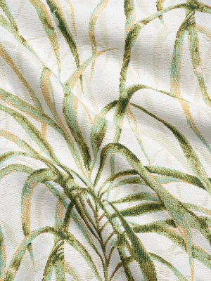 Ivory and Green Palm Fronds Polyester Jacquard Ivory and Green Palm Fronds Polyester Jacquard