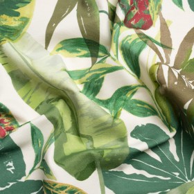 Green and Cream Tropical Leaves Printed Polyester Canvas Green and Cream Tropical Leaves Printed Polyester Canvas
