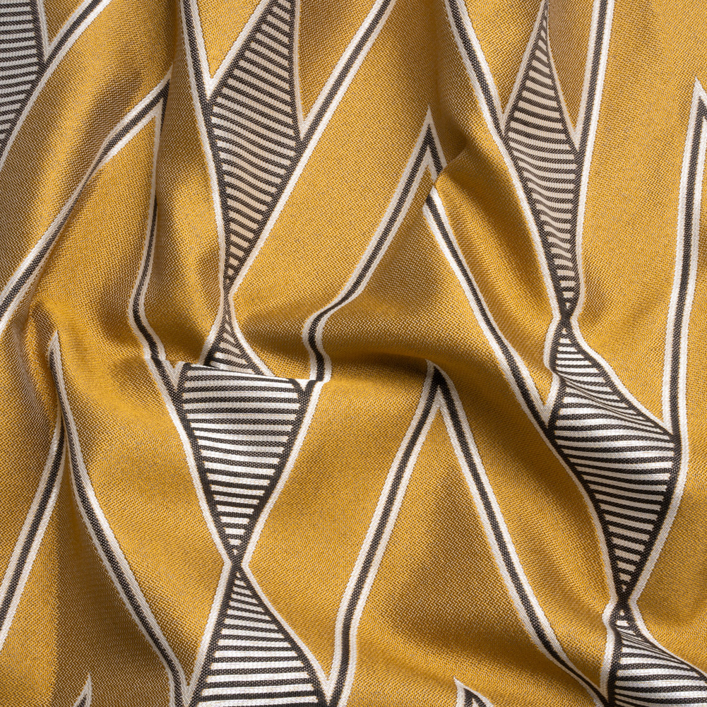 Gold, Charcoal and Gray Deco Diamonds Polyester Jacquard Gold, Charcoal and Gray Deco Diamonds Polyester Jacquard