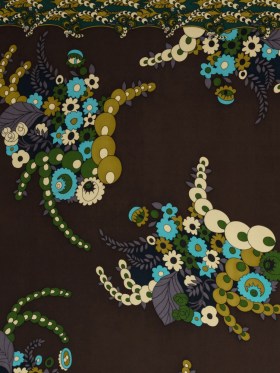 Blue, Brown and Green Floral Silk Jersey Panel Blue, Brown and Green Floral Silk Jersey Panel