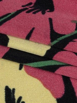 Black, Dark Rose and Yellow Floral Silk Jersey Black, Dark Rose and Yellow Floral Silk Jersey