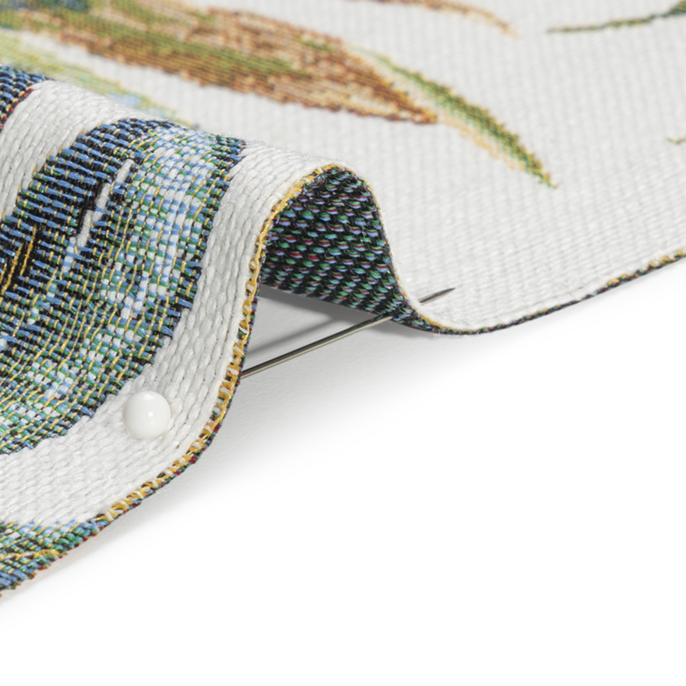 White and Green Tropical Leaves Polyester and Cotton Jacquard White and Green Tropical Leaves Polyester and Cotton Jacquard