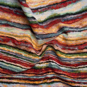 Red, Yellow and Blue Landscape Stripes Polyester and Cotton Jacquard Red, Yellow and Blue Landscape Stripes Polyester and Cotton Jacquard
