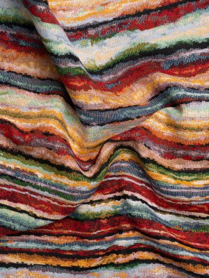 Red, Yellow and Blue Landscape Stripes Polyester and Cotton Jacquard Red, Yellow and Blue Landscape Stripes Polyester and Cotton Jacquard