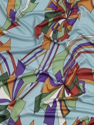 Aqua, Purple and Green Geometric Explosions Silk Jersey Aqua, Purple and Green Geometric Explosions Silk Jersey