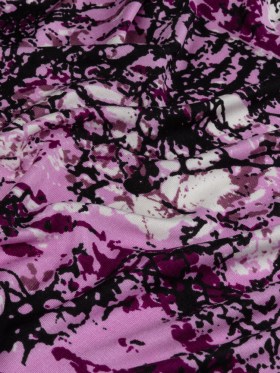 Plum, Black and Gray Leafy Chaos Border Print Silk Jersey Plum, Black and Gray Leafy Chaos Border Print Silk Jersey