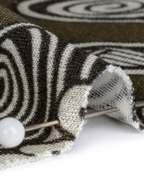 Green, Olive and Black Retro Floral SIlk Jersey with Gold Foil Green, Olive and Black Retro Floral SIlk Jersey with Gold Foil