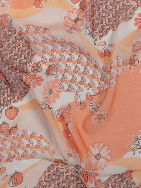 Peach, Orange and White Juicy Fruits Silk Chiffon Peach, Orange and White Juicy Fruits Silk Chiffon
