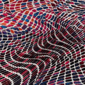 Pink, Orange and Blue Shapely Waves Silk Jersey Pink, Orange and Blue Shapely Waves Silk Jersey