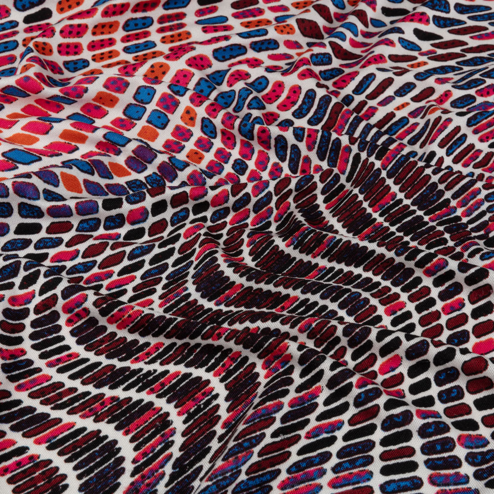 Pink, Orange and Blue Shapely Waves Silk Jersey Pink, Orange and Blue Shapely Waves Silk Jersey