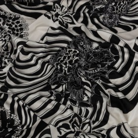 Black and White Floral Delight Silk Jersey Black and White Floral Delight Silk Jersey