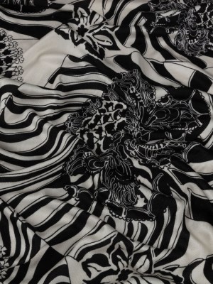 Black and White Floral Delight Silk Jersey Black and White Floral Delight Silk Jersey
