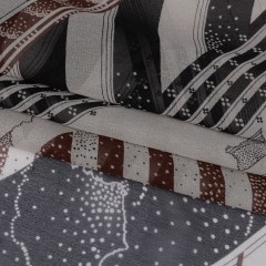 Black, Brown and Gray Clouds and Stripes Silk Chiffon Black, Brown and Gray Clouds and Stripes Silk Chiffon