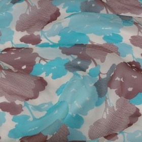 Turquoise, Chocolate and Cream Forest Silhouettes Silk Chiffon Turquoise, Chocolate and Cream Forest Silhouettes Silk Chiffon